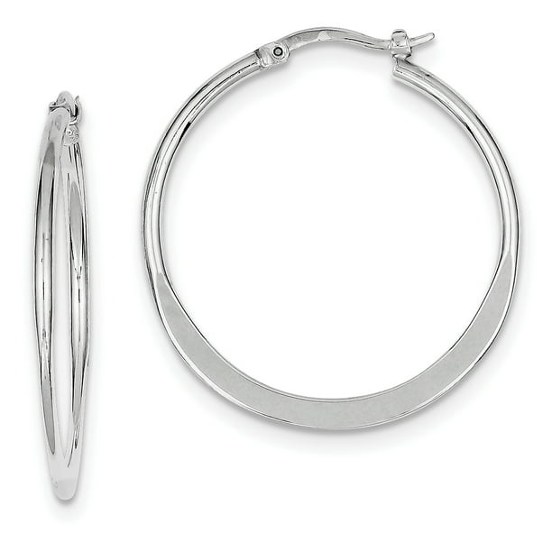 Sterling Silver Rhodium Plated Polished Hoop Earrings Sterling Silver Rhodium Plated Polished Hoop Earrings